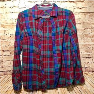 Talbots | Plaid button down top